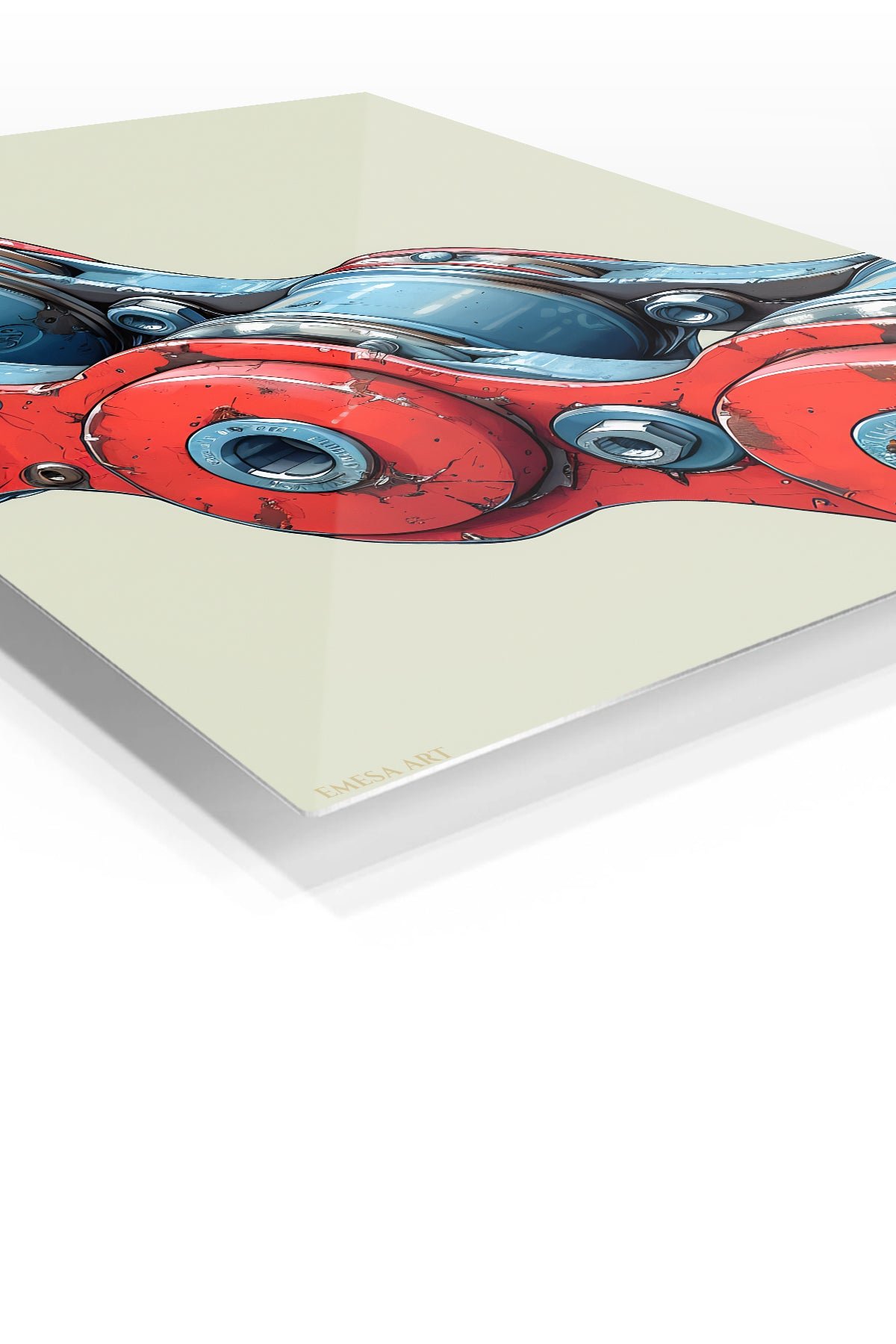 Red and Blue Robotic Mechanism metal wall art print, view 2