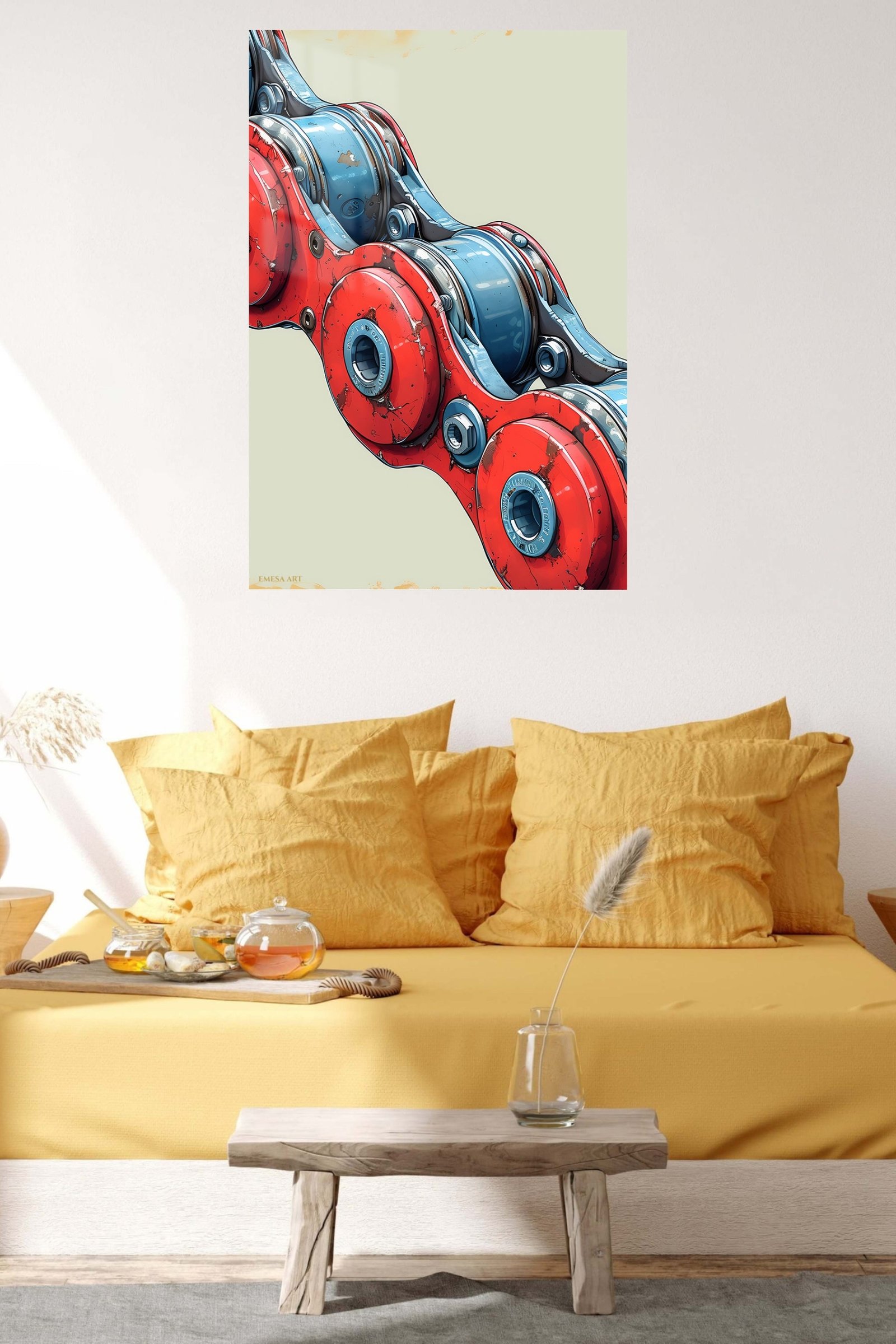 Red and Blue Robotic Mechanism metal wall art print, view 5