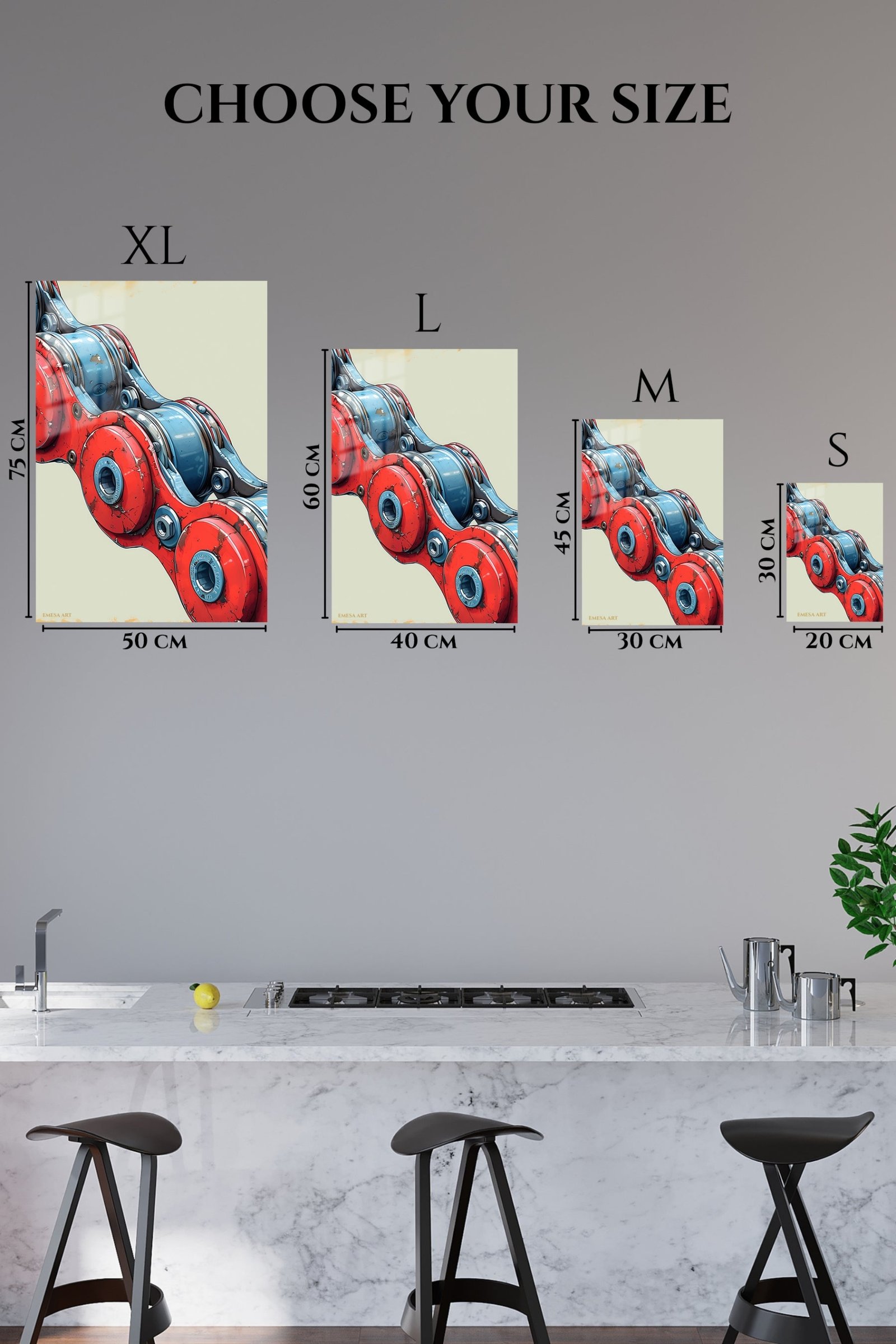 Red and Blue Robotic Mechanism metal wall art print, view 6
