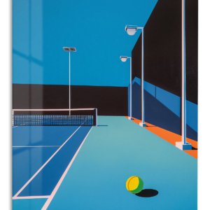 Midnight Tennis Court metal wall art print