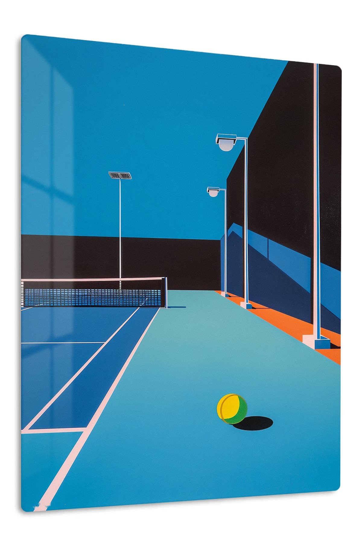 Midnight Tennis Court metal wall art print