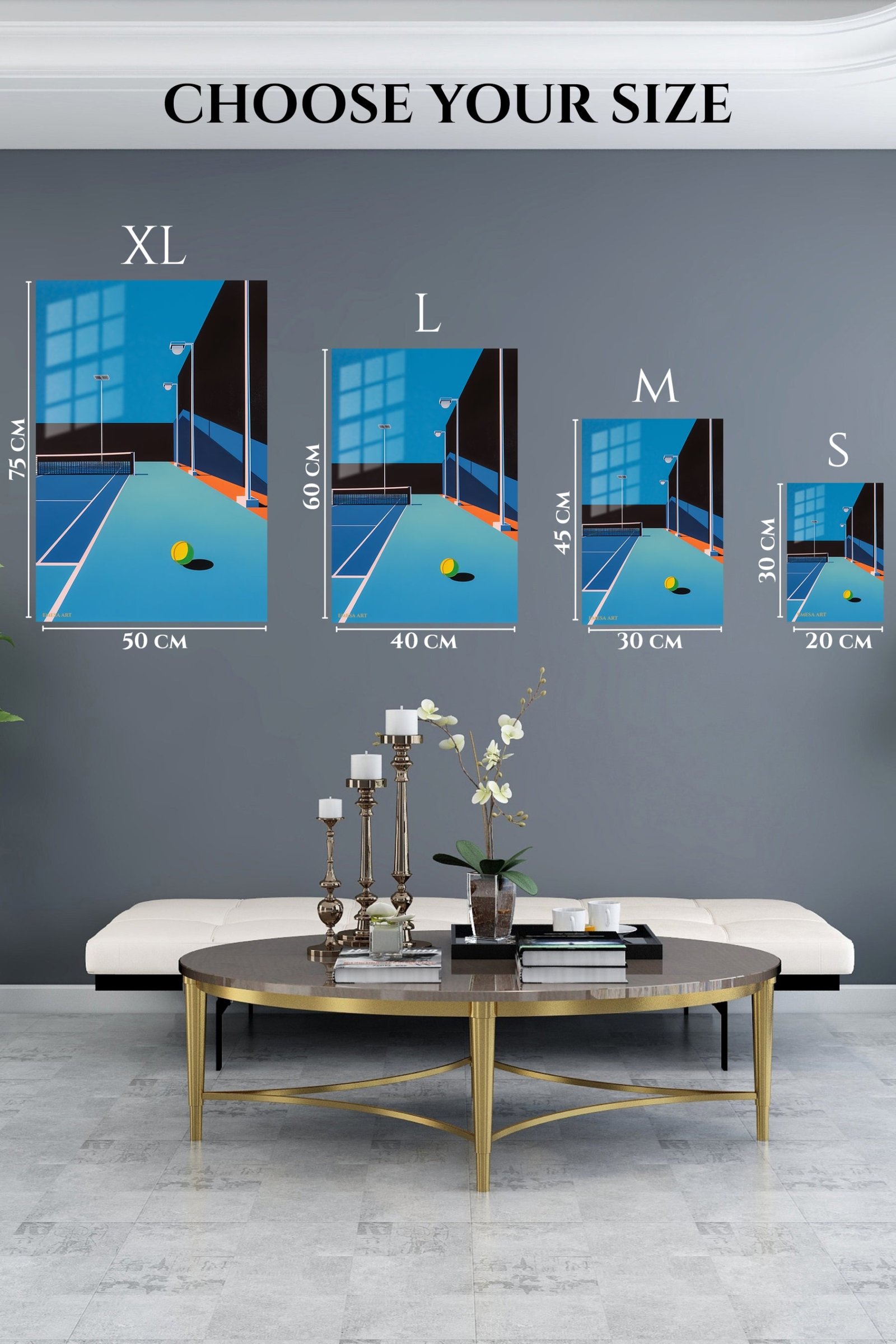 Midnight Tennis Court metal wall art print, view 6
