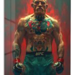 Tattooed Combat Fighter Portrait metal wall art print