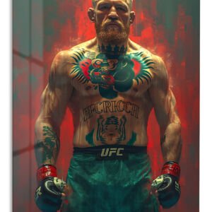 Tattooed Combat Fighter Portrait metal wall art print