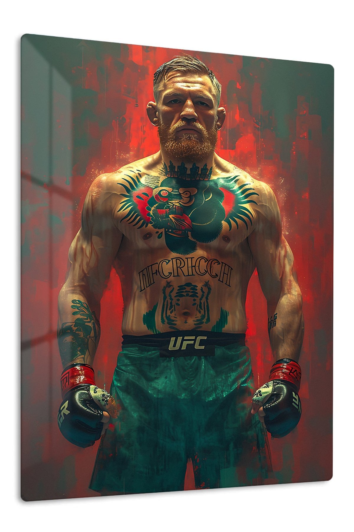 Tattooed Combat Fighter Portrait metal wall art print