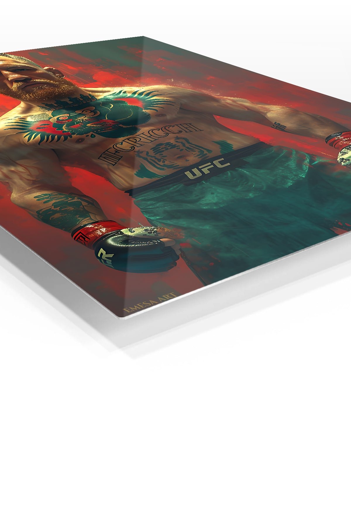 Tattooed Combat Fighter Portrait metal wall art print, view 2
