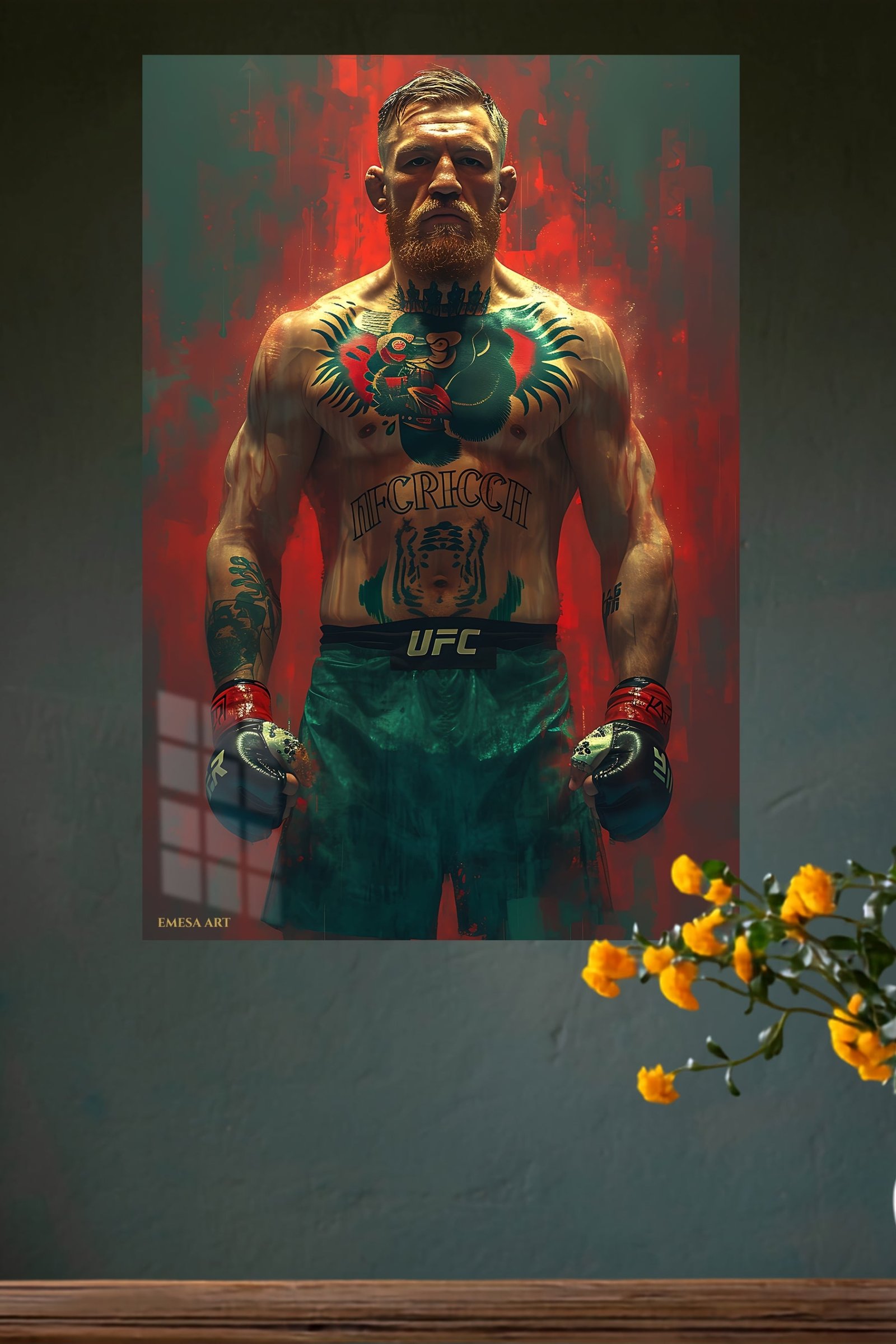 Tattooed Combat Fighter Portrait metal wall art print, view 4