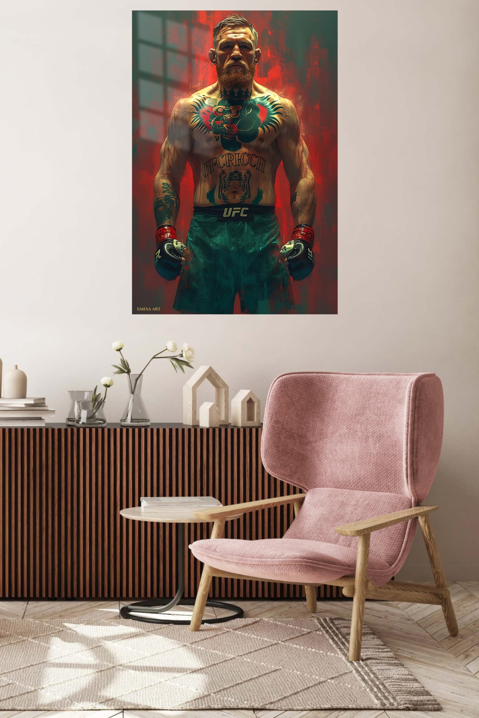 Tattooed Combat Fighter Portrait metal wall art print, view 5