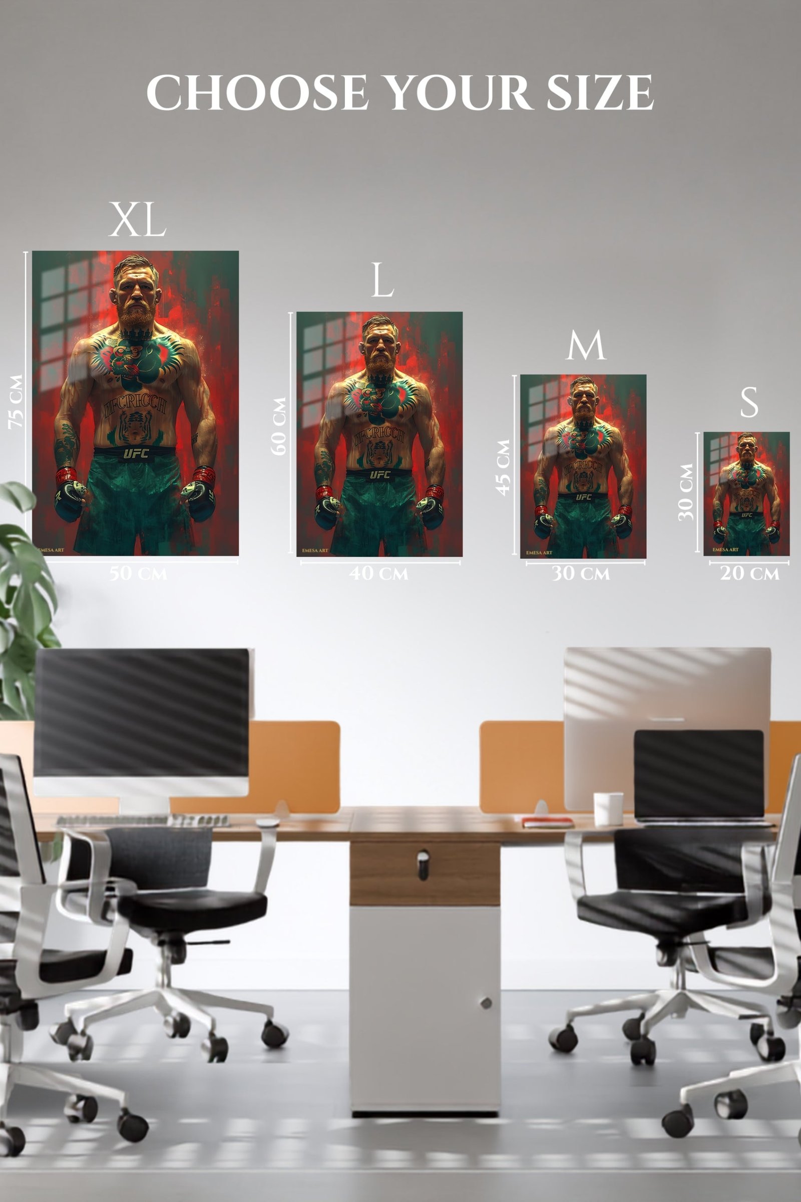 Tattooed Combat Fighter Portrait metal wall art print, view 6