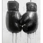 Black Boxing Gloves Ink Art metal wall art print