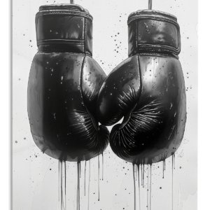 Black Boxing Gloves Ink Art metal wall art print