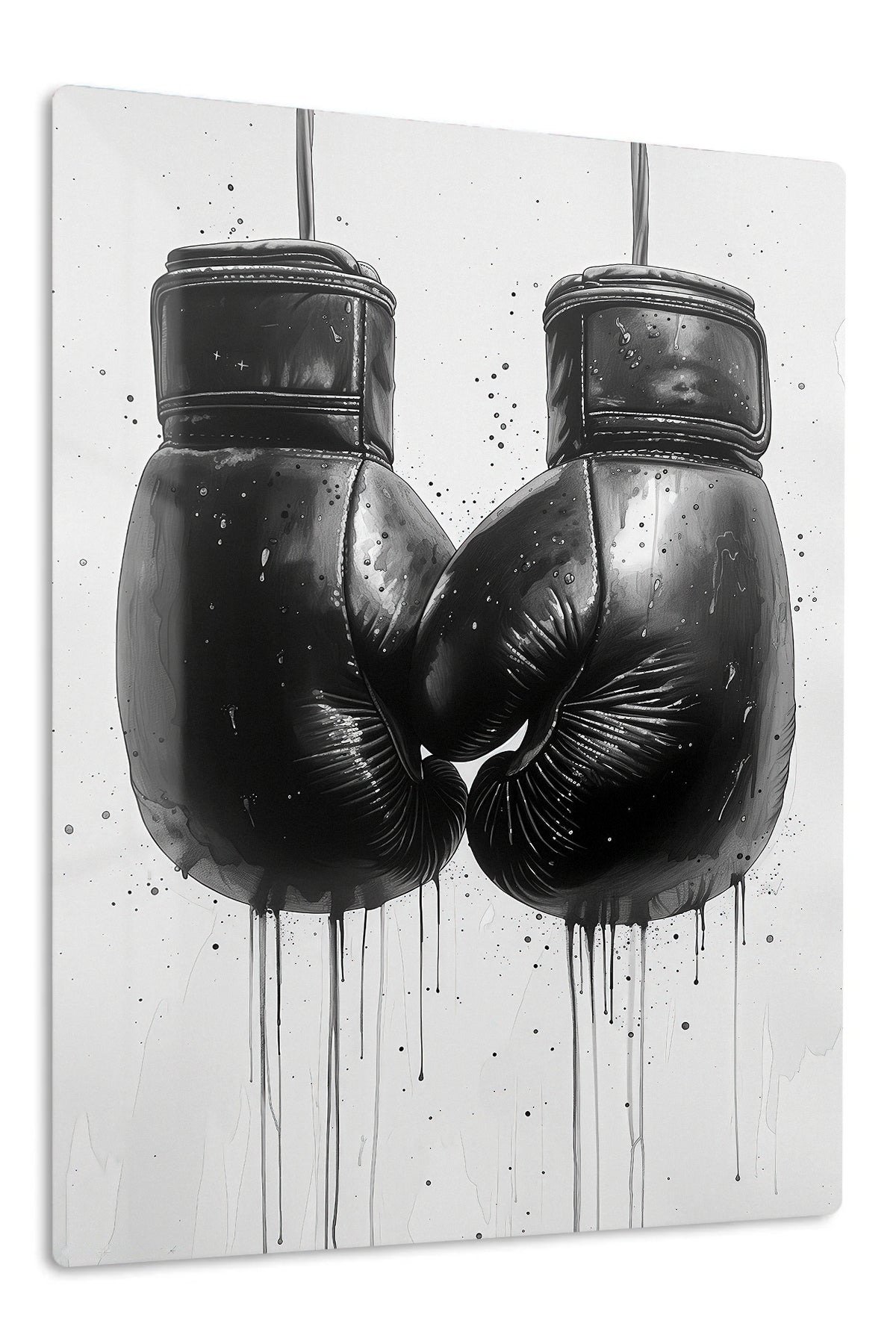 Black Boxing Gloves Ink Art metal wall art print
