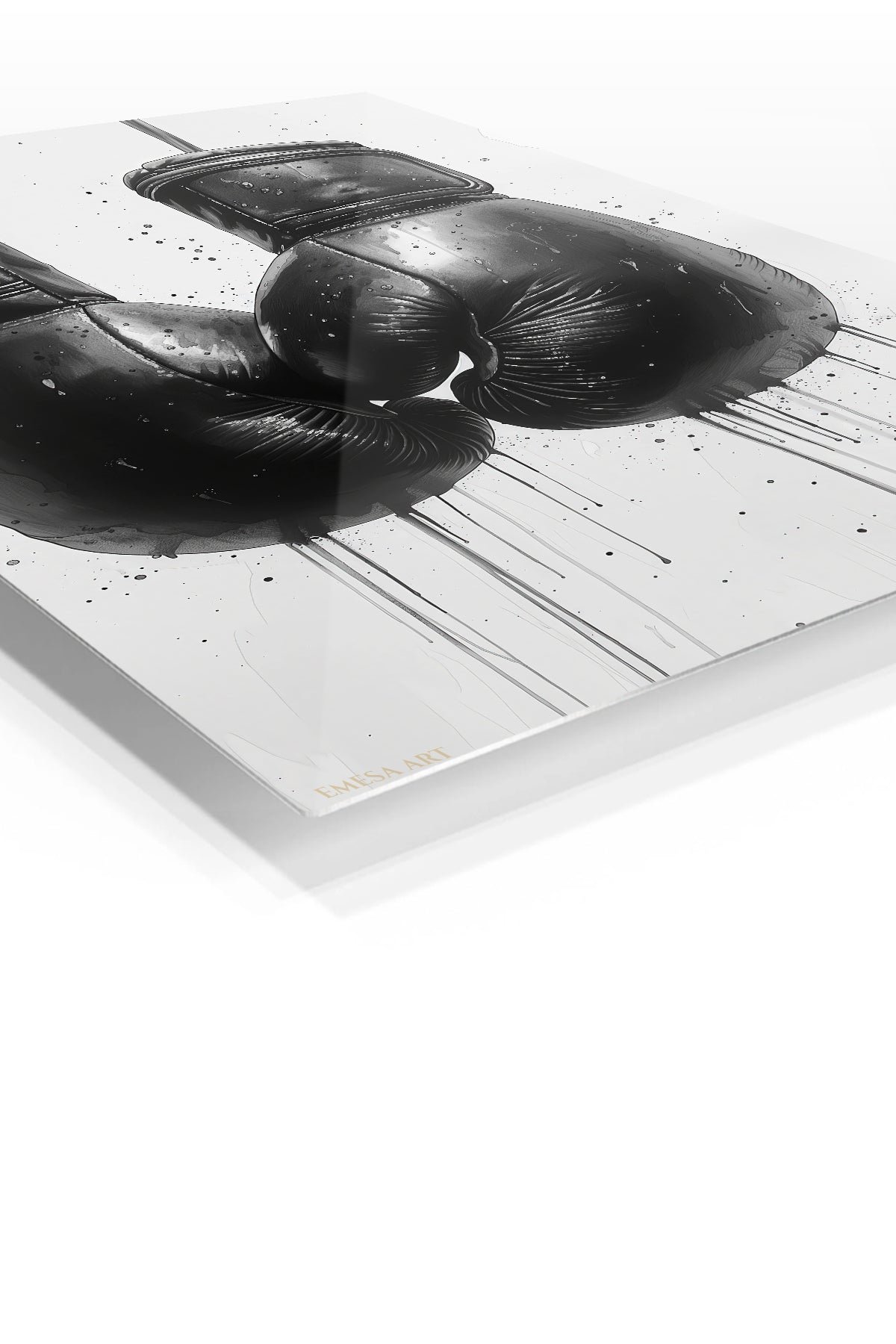 Black Boxing Gloves Ink Art metal wall art print, view 2