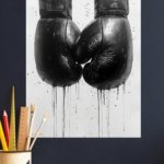 Black Boxing Gloves Ink Art metal wall art print, view 4