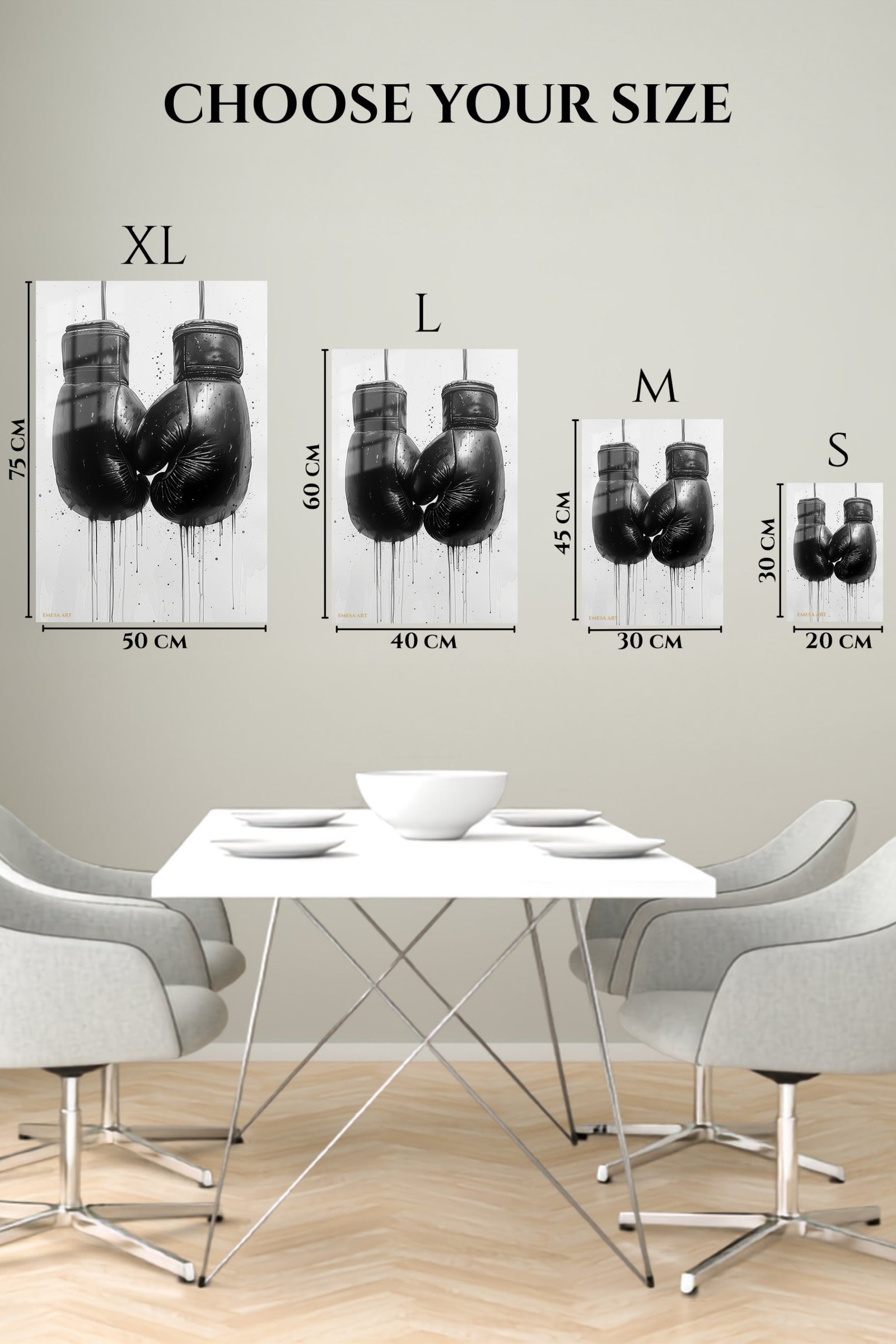 Black Boxing Gloves Ink Art metal wall art print, view 6