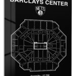 Barclays Center Basketball Arena Blueprint metal wall art print