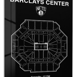 Barclays Center Basketball Arena Blueprint metal wall art print