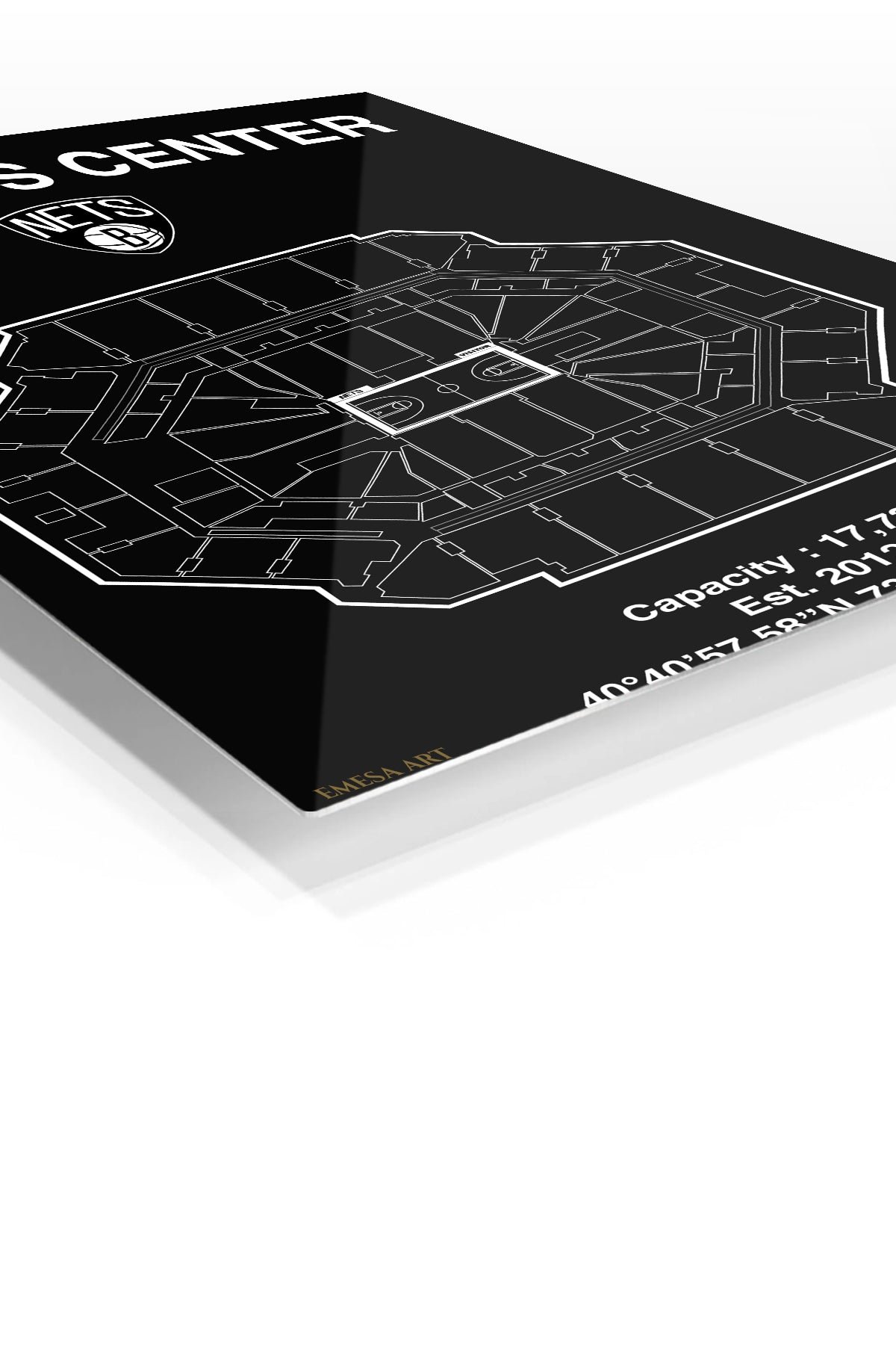Barclays Center Basketball Arena Blueprint metal wall art print, view 2