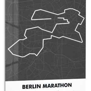 Berlin Marathon Route Map metal wall art print
