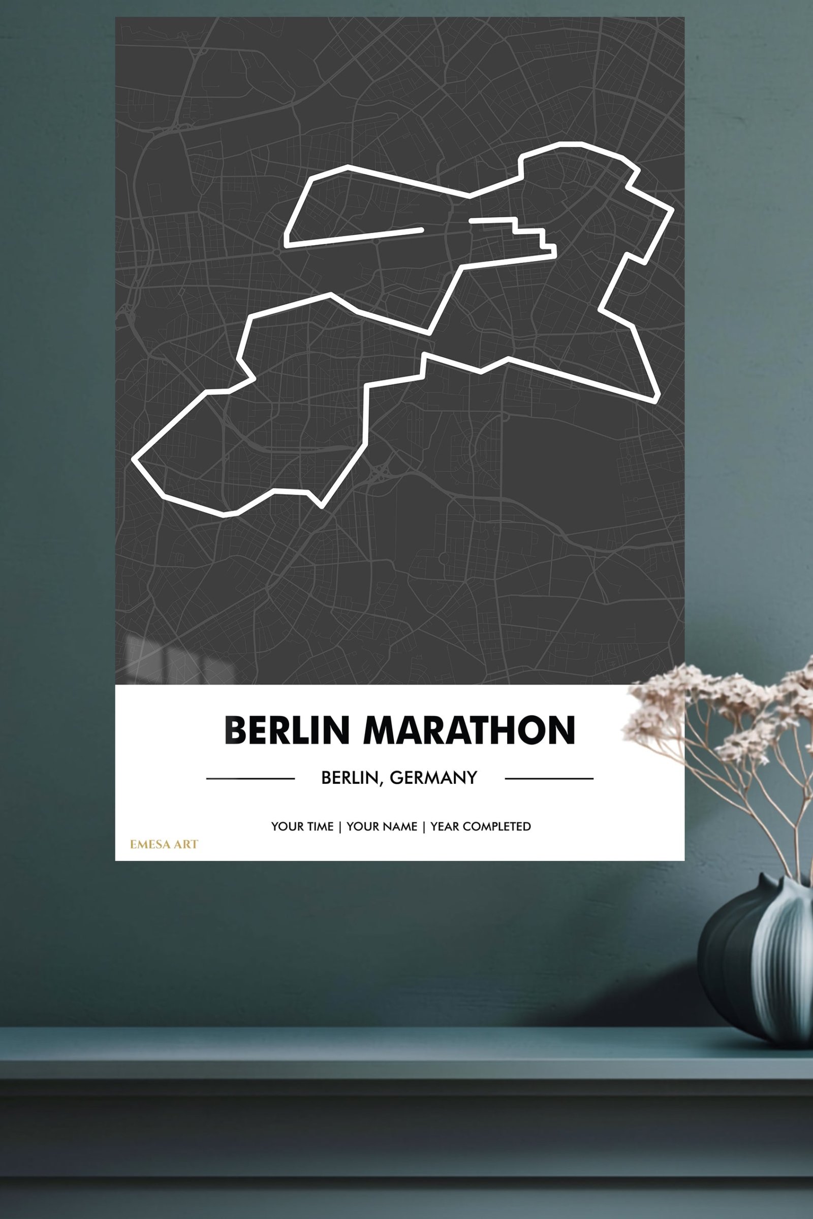 Berlin Marathon Route Map metal wall art print, view 4