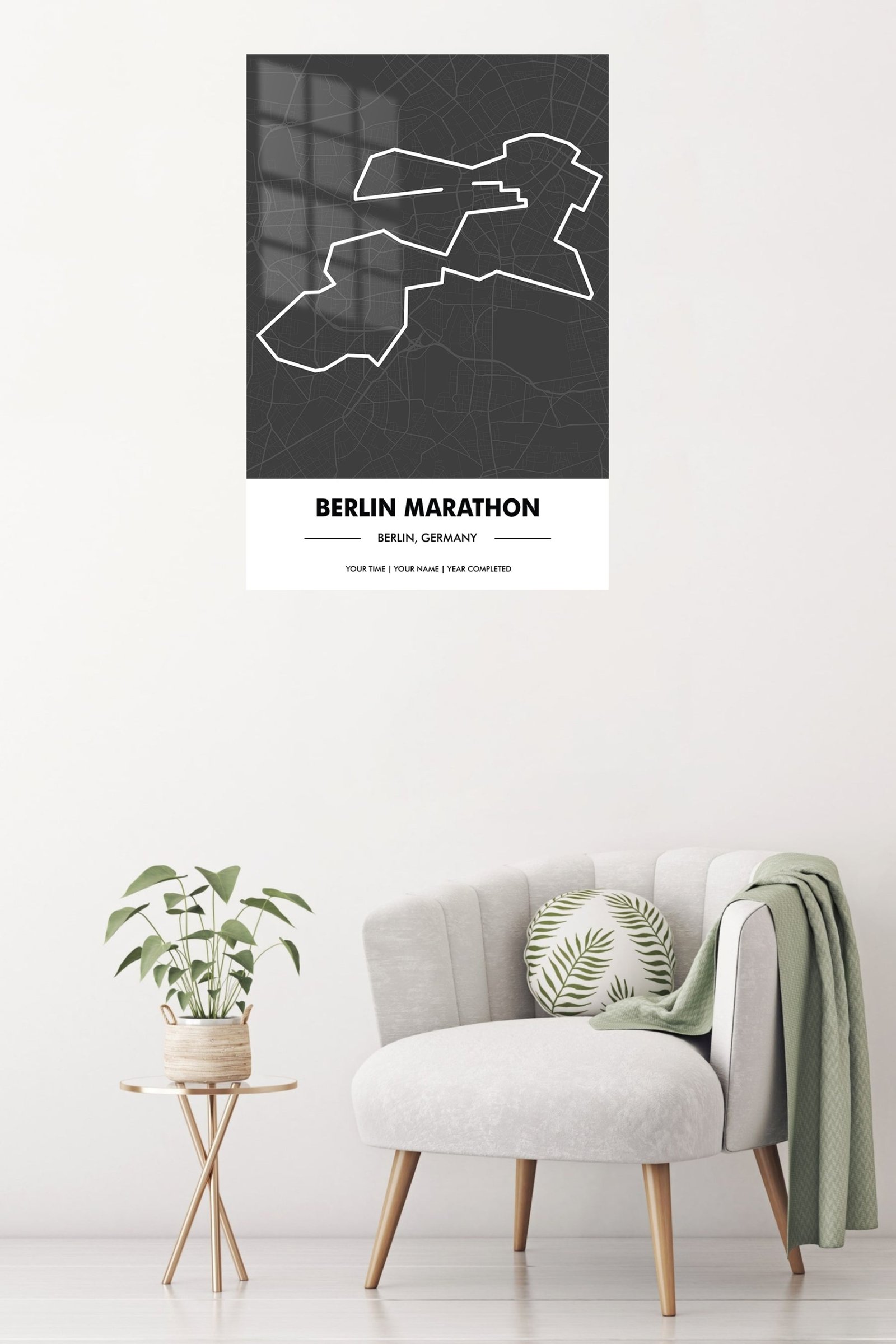 Berlin Marathon Route Map metal wall art print, view 5