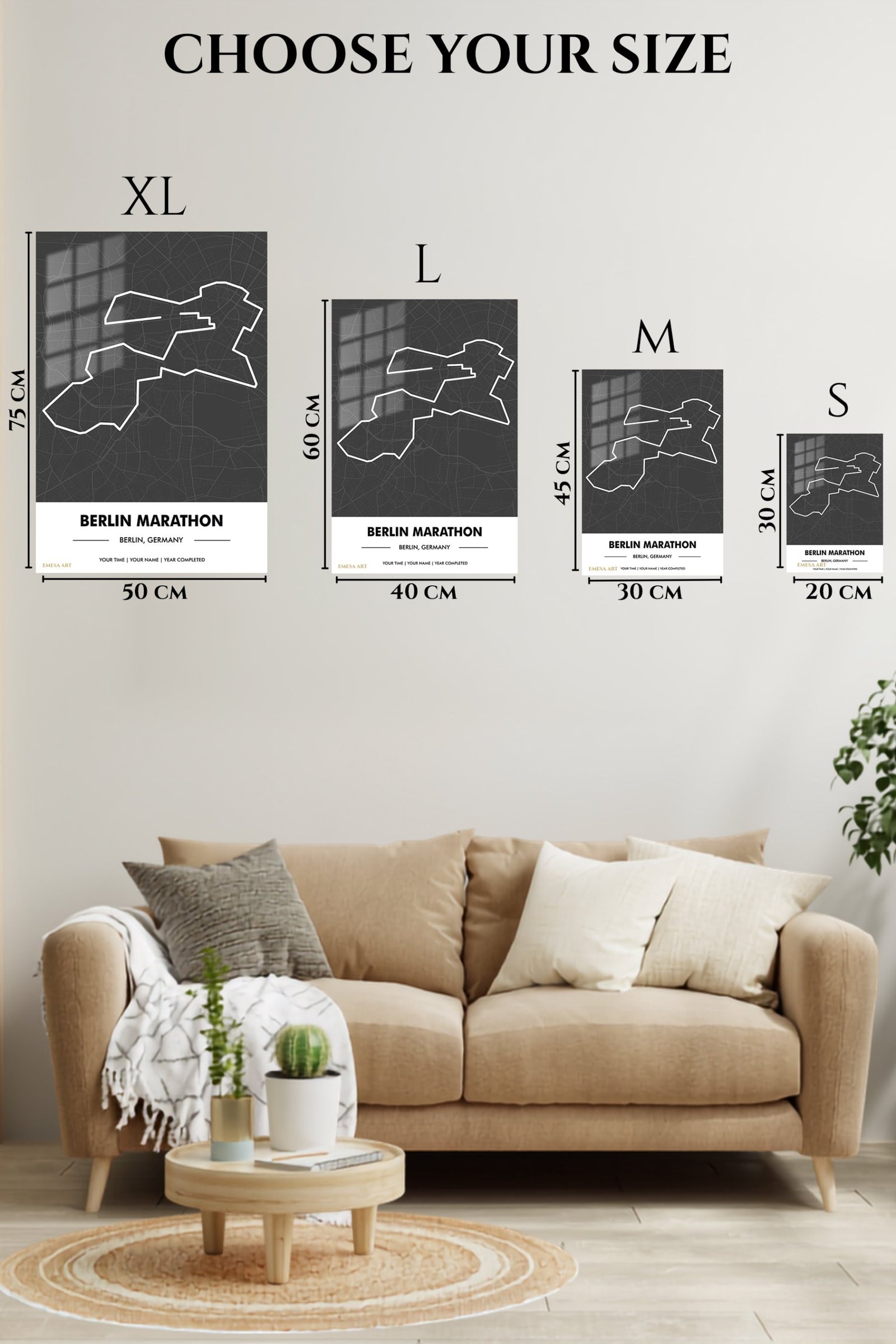 Berlin Marathon Route Map metal wall art print, view 6