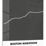 Boston Marathon Route Map metal wall art print