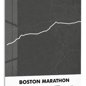 Boston Marathon Route Map metal wall art print