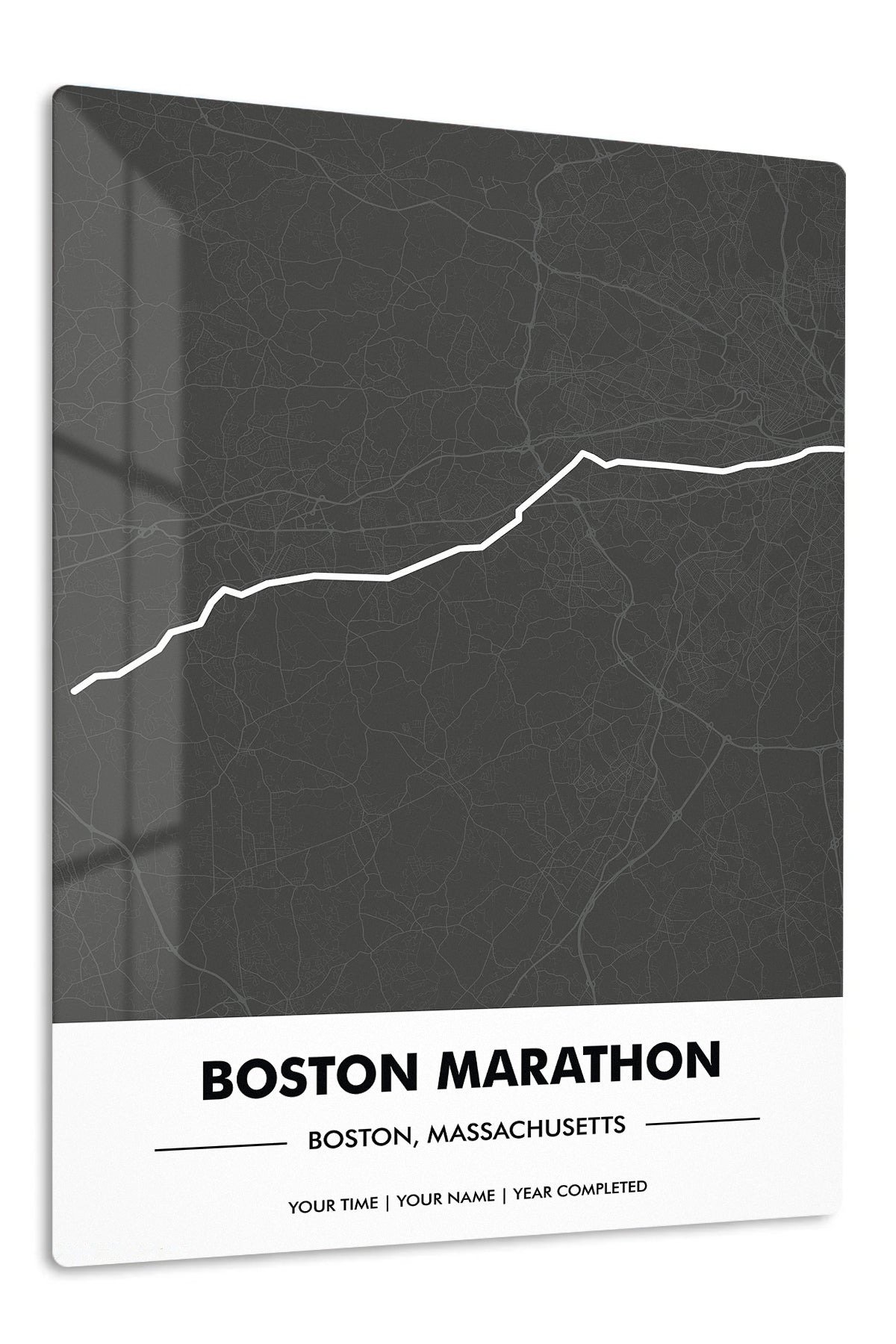 Boston Marathon Route Map metal wall art print