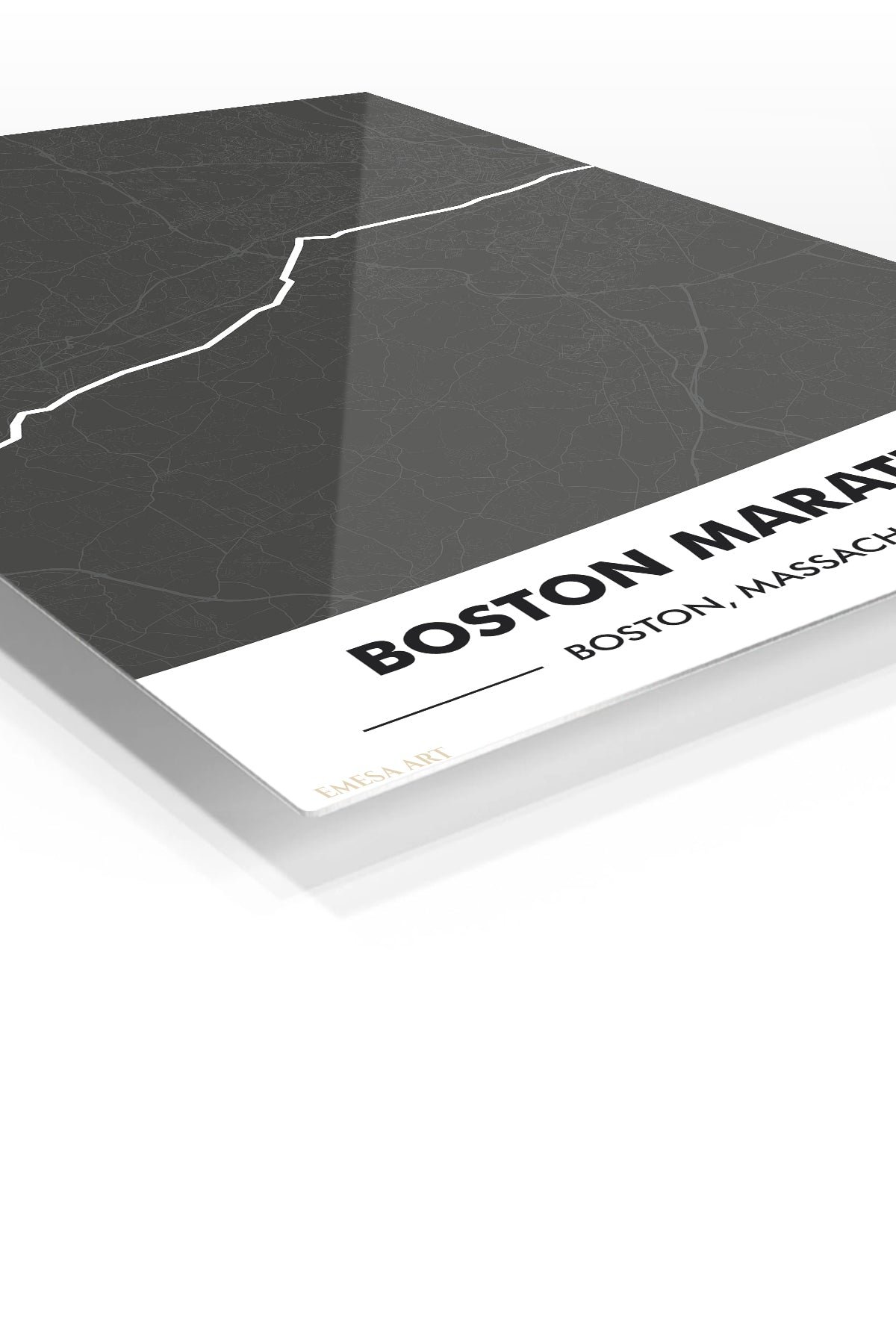Boston Marathon Route Map metal wall art print, view 2