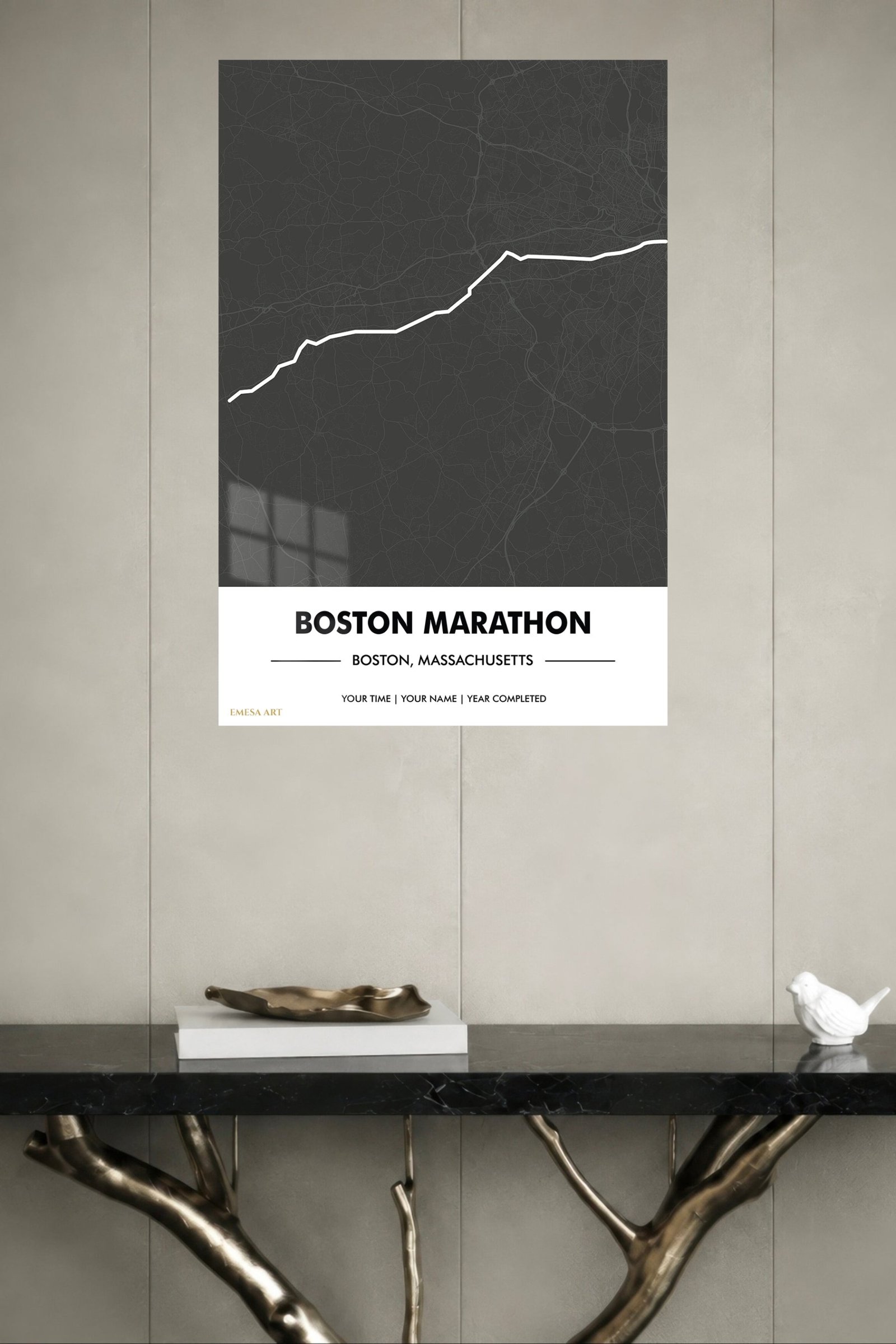 Boston Marathon Route Map metal wall art print, view 4