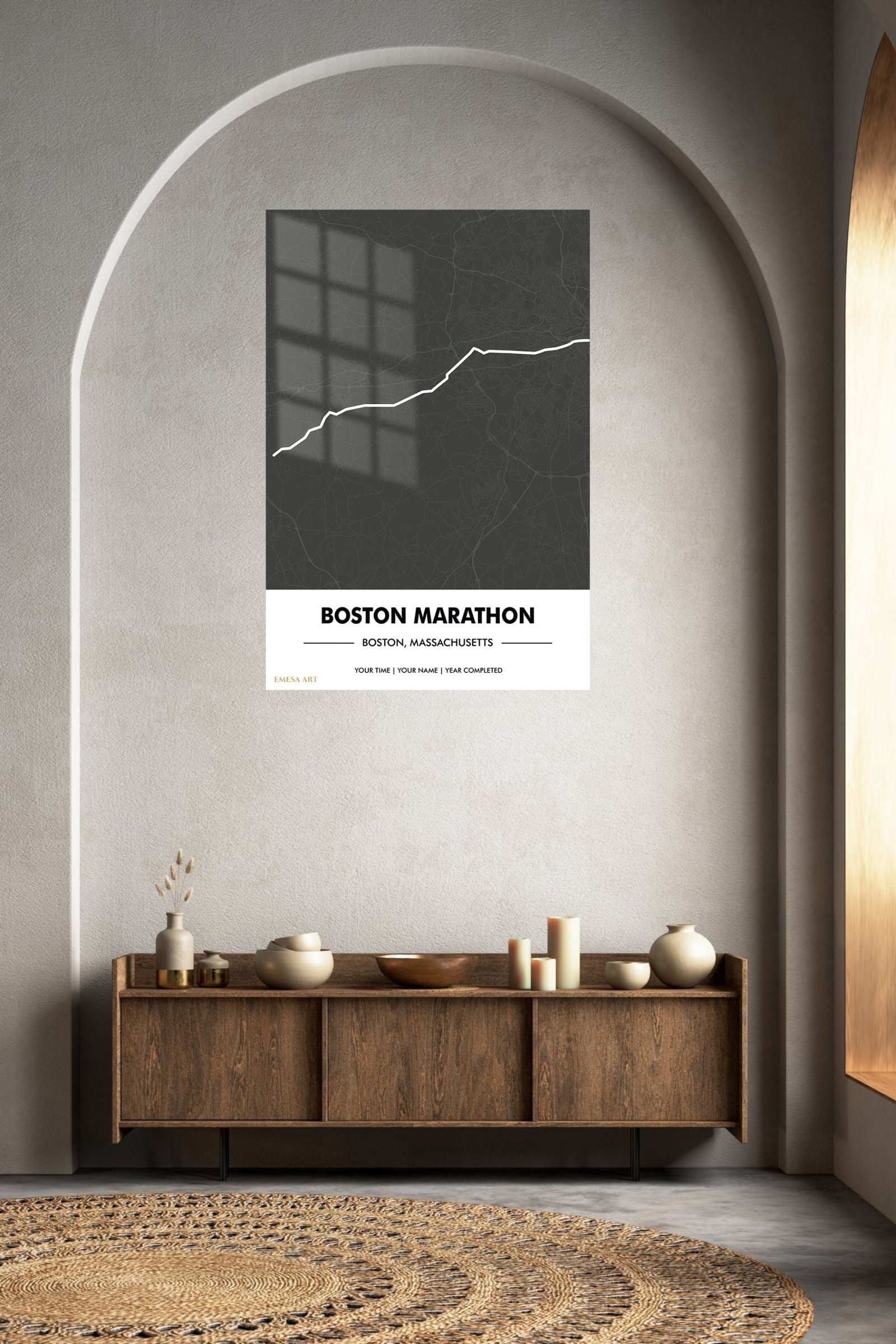 Boston Marathon Route Map metal wall art print, view 5