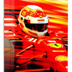 Red Racing Helmet in Motion metal wall art print