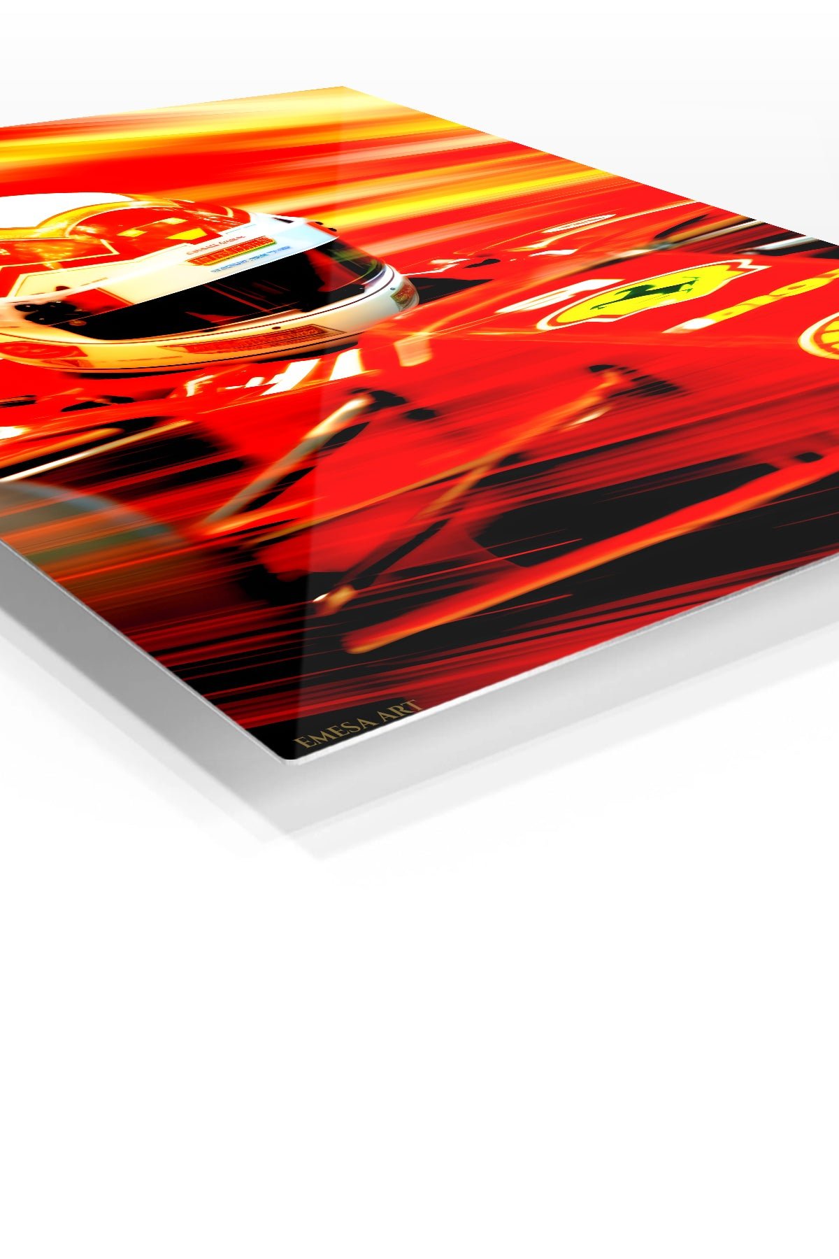 Red Racing Helmet in Motion metal wall art print, view 2
