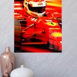 Red Racing Helmet in Motion metal wall art print, view 4
