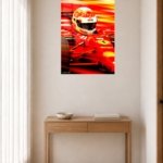 Red Racing Helmet in Motion metal wall art print, view 5