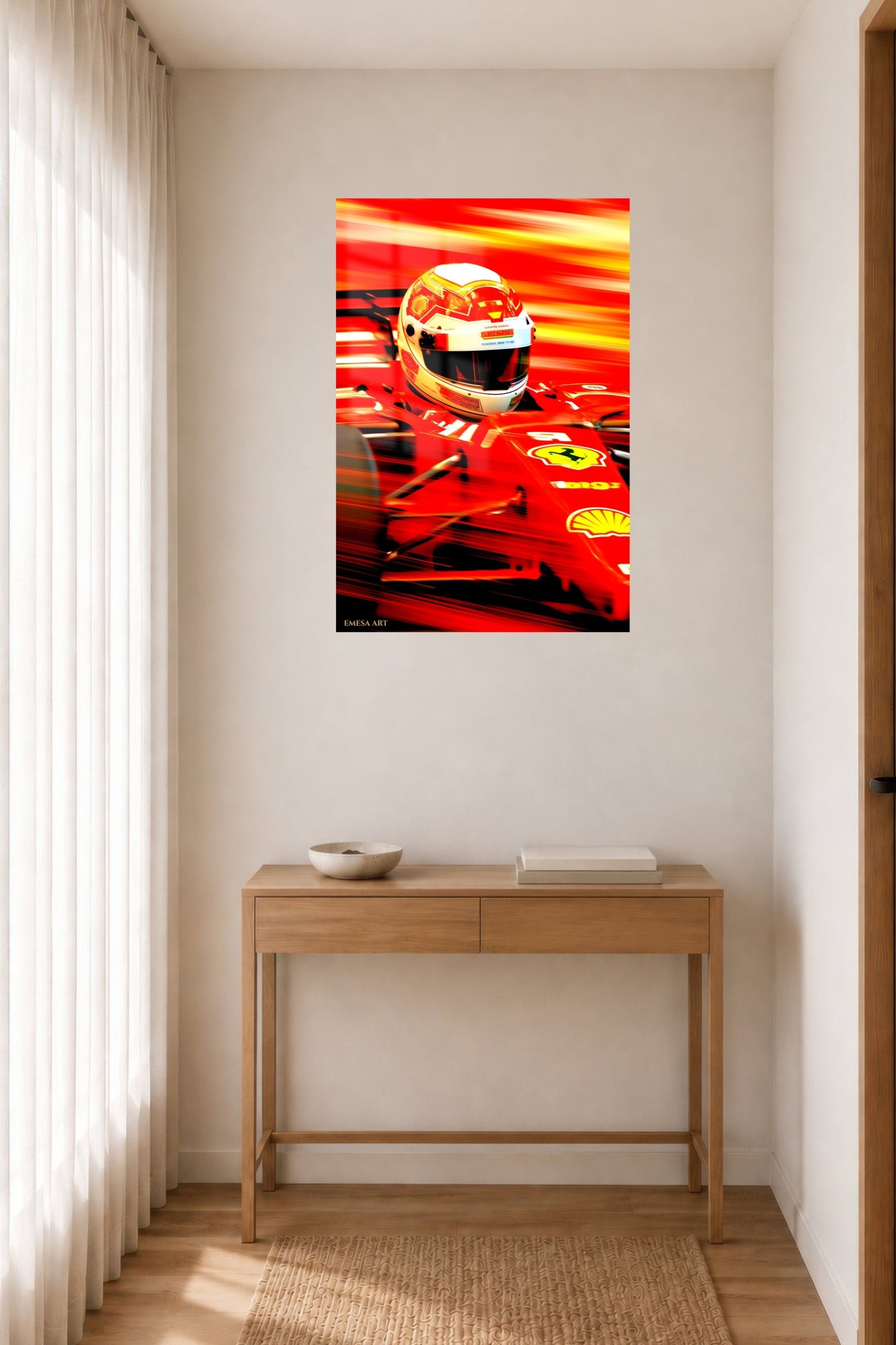 Red Racing Helmet in Motion metal wall art print, view 5