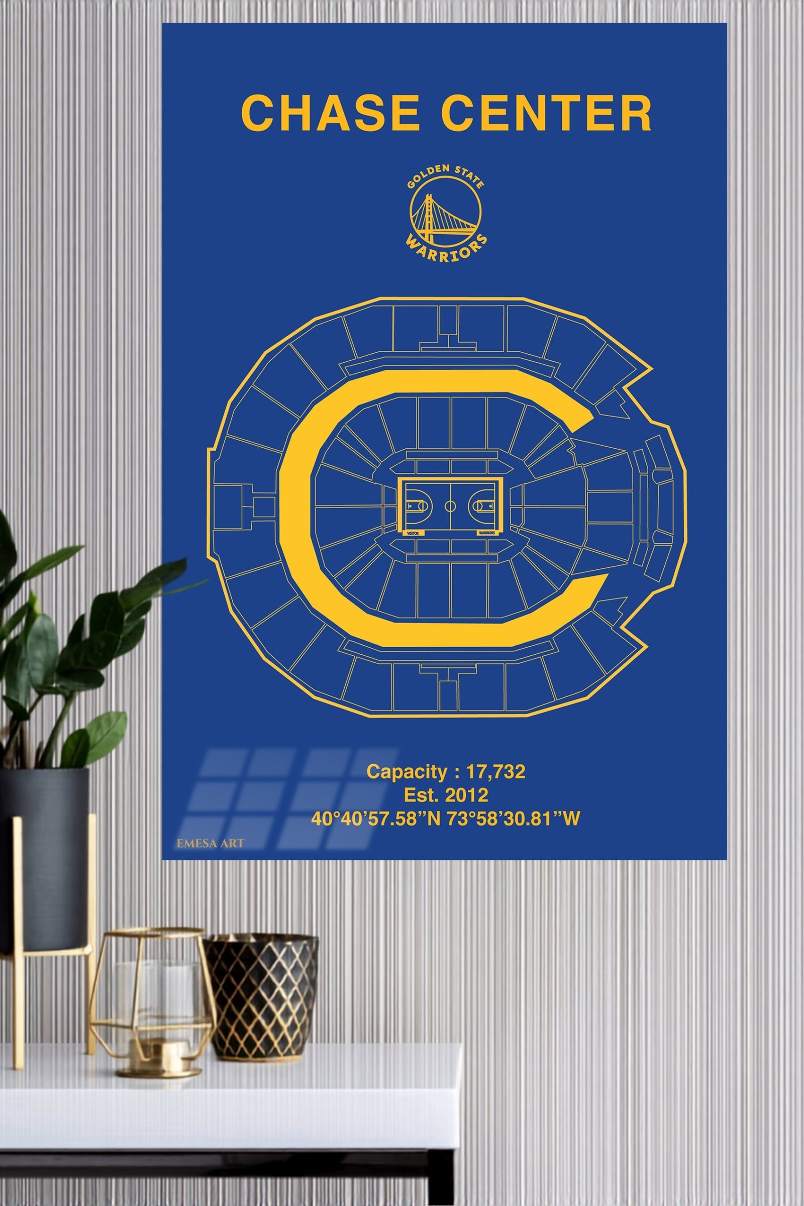 Chase Center Basketball Arena Diagram metal wall art print, view 4