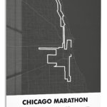 Chicago Marathon Route Map metal wall art print