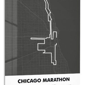 Chicago Marathon Route Map metal wall art print