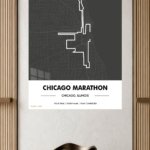 Chicago Marathon Route Map metal wall art print, view 4