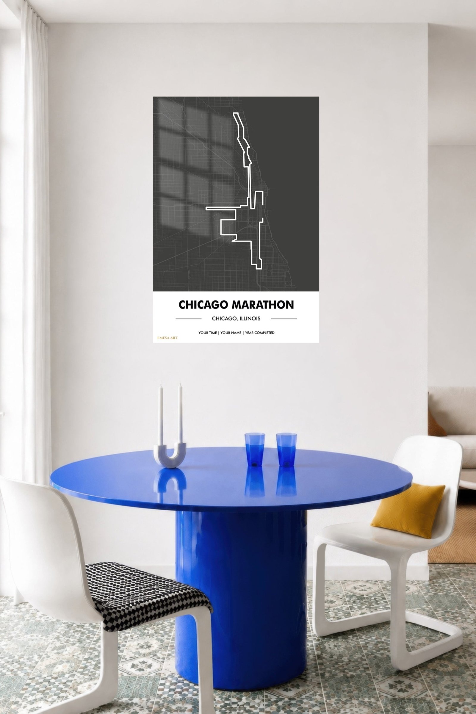 Chicago Marathon Route Map metal wall art print, view 5