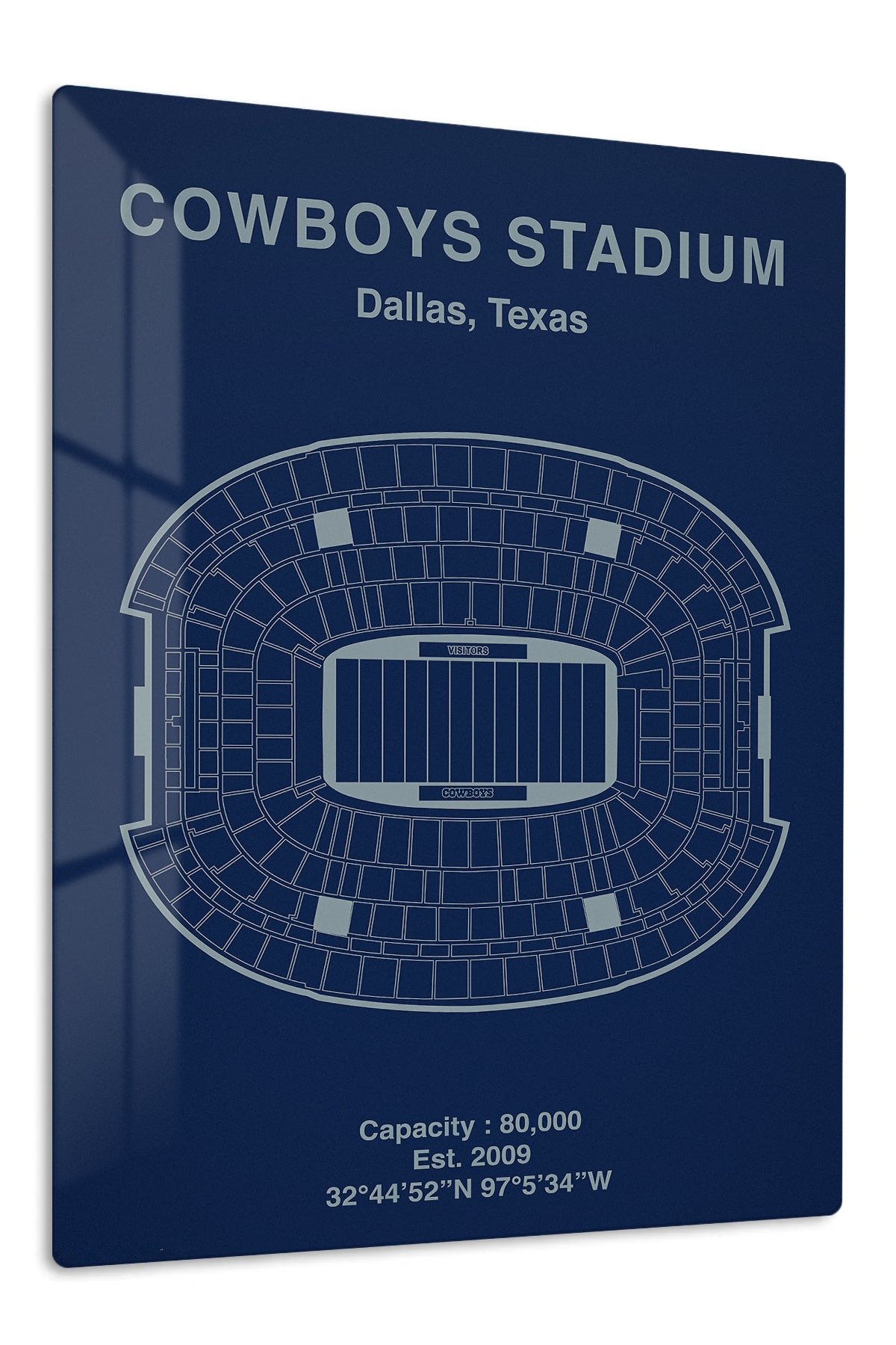 Cowboys Stadium Seating Map metal wall art print