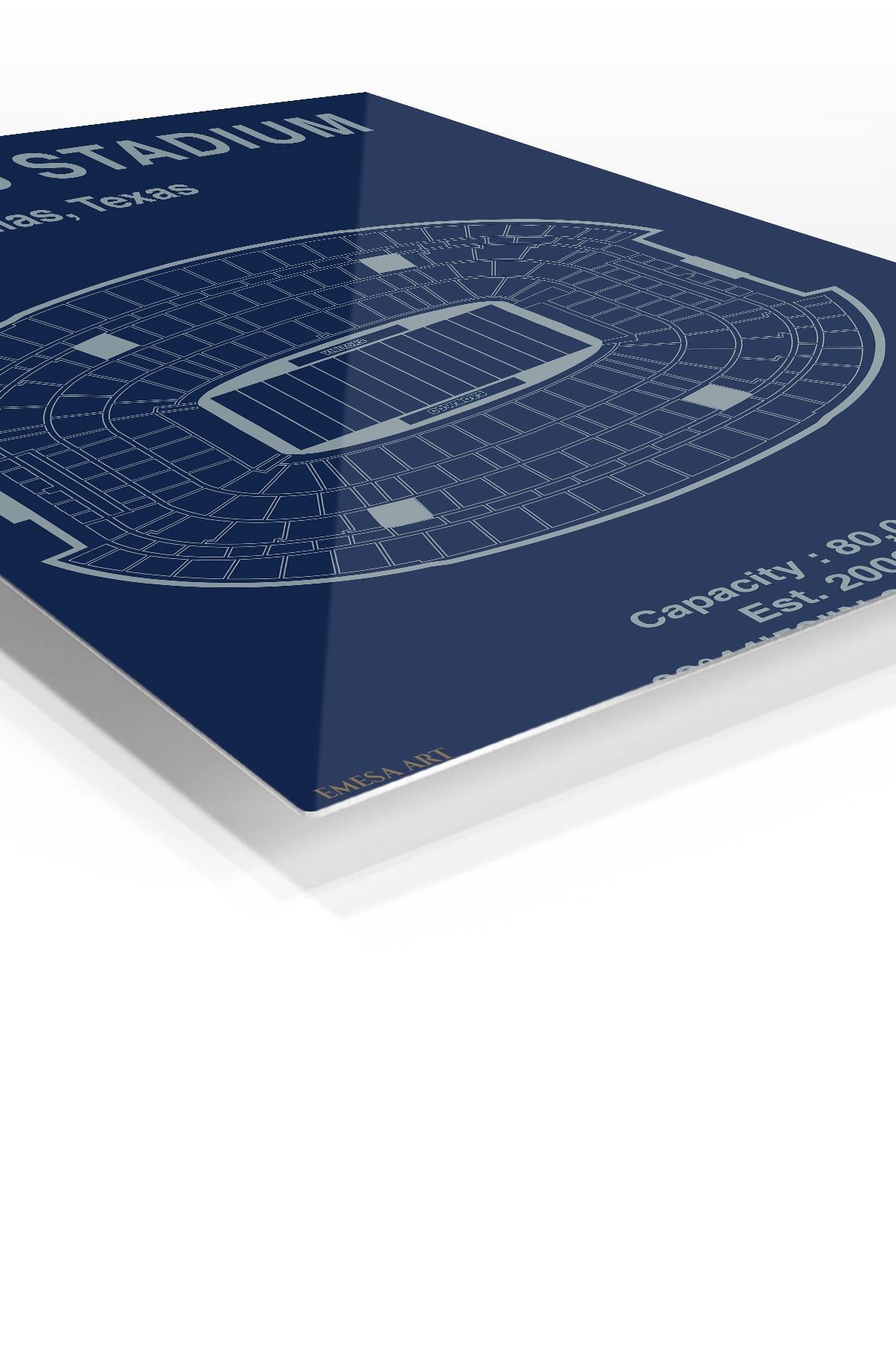 Cowboys Stadium Seating Map metal wall art print, view 2