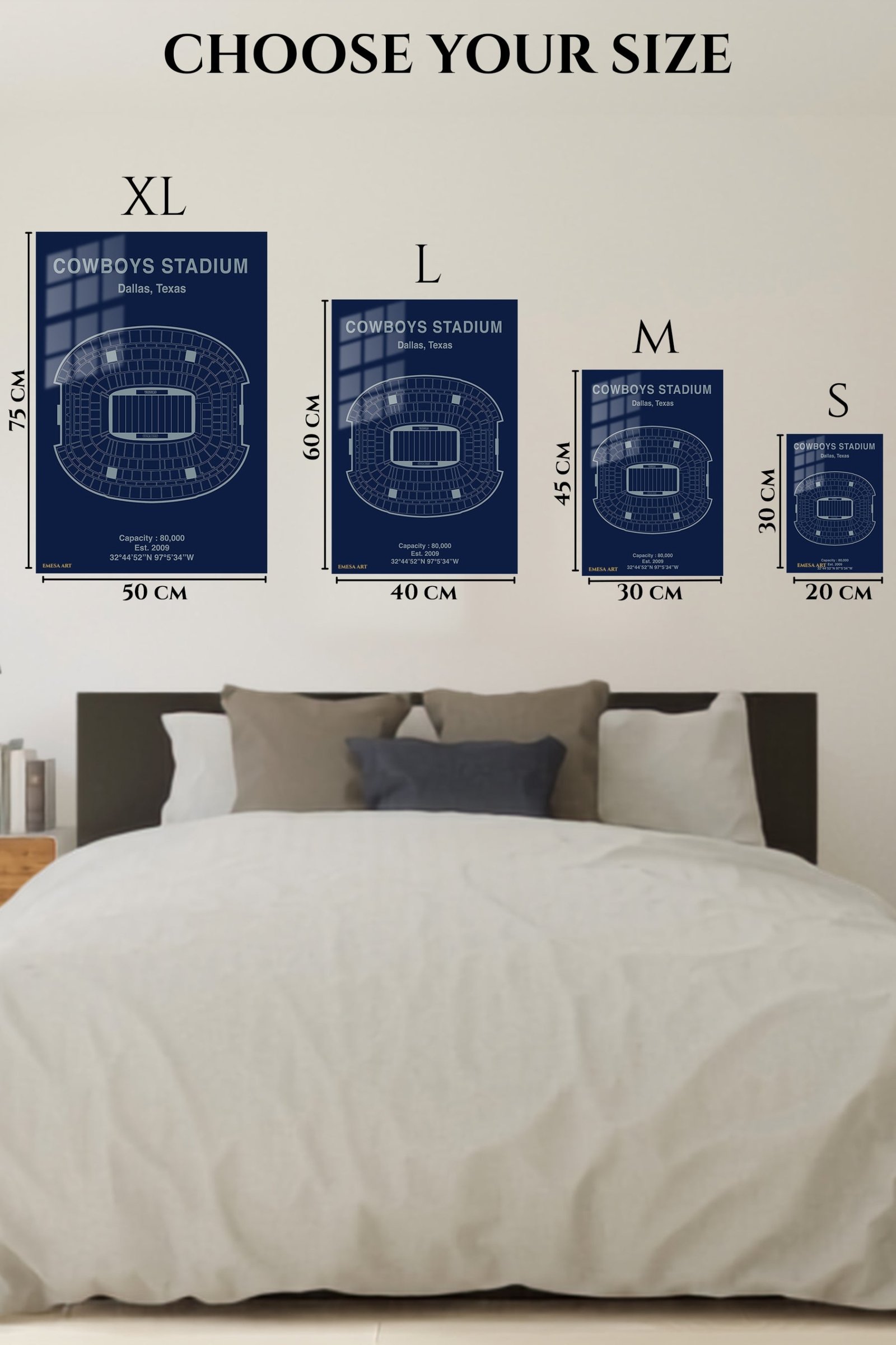 Cowboys Stadium Seating Map metal wall art print, view 6