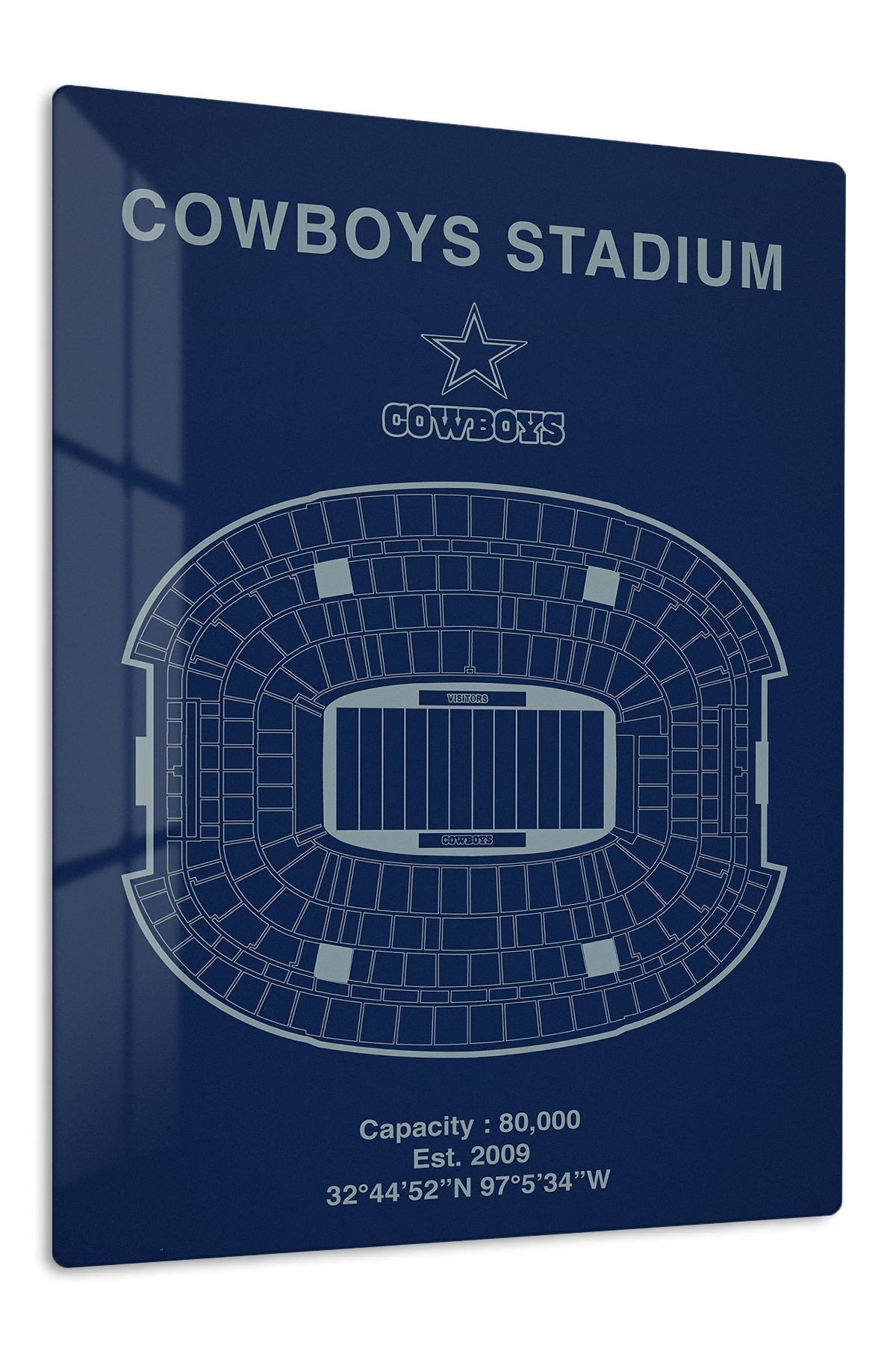 Football Stadium Seating Map with Star Emblem metal wall art print