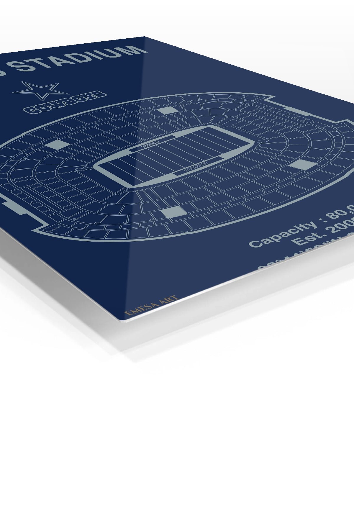 Football Stadium Seating Map with Star Emblem metal wall art print, view 2