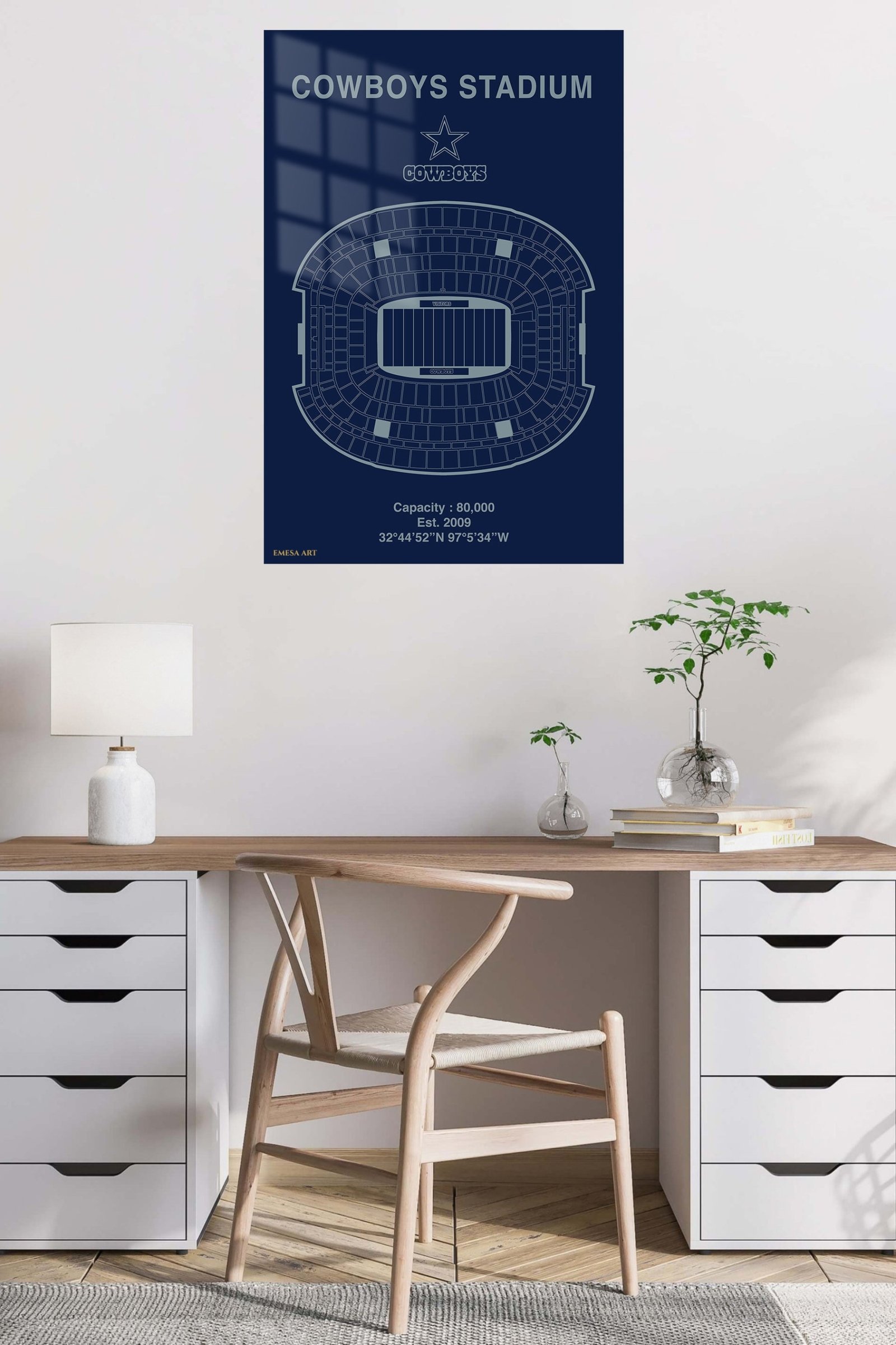 Football Stadium Seating Map with Star Emblem metal wall art print, view 5