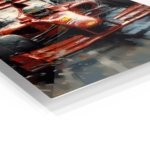 Red Open-Wheel Racer in Snowstorm metal wall art print, view 2