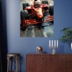 Red Open-Wheel Racer in Snowstorm metal wall art print, view 4